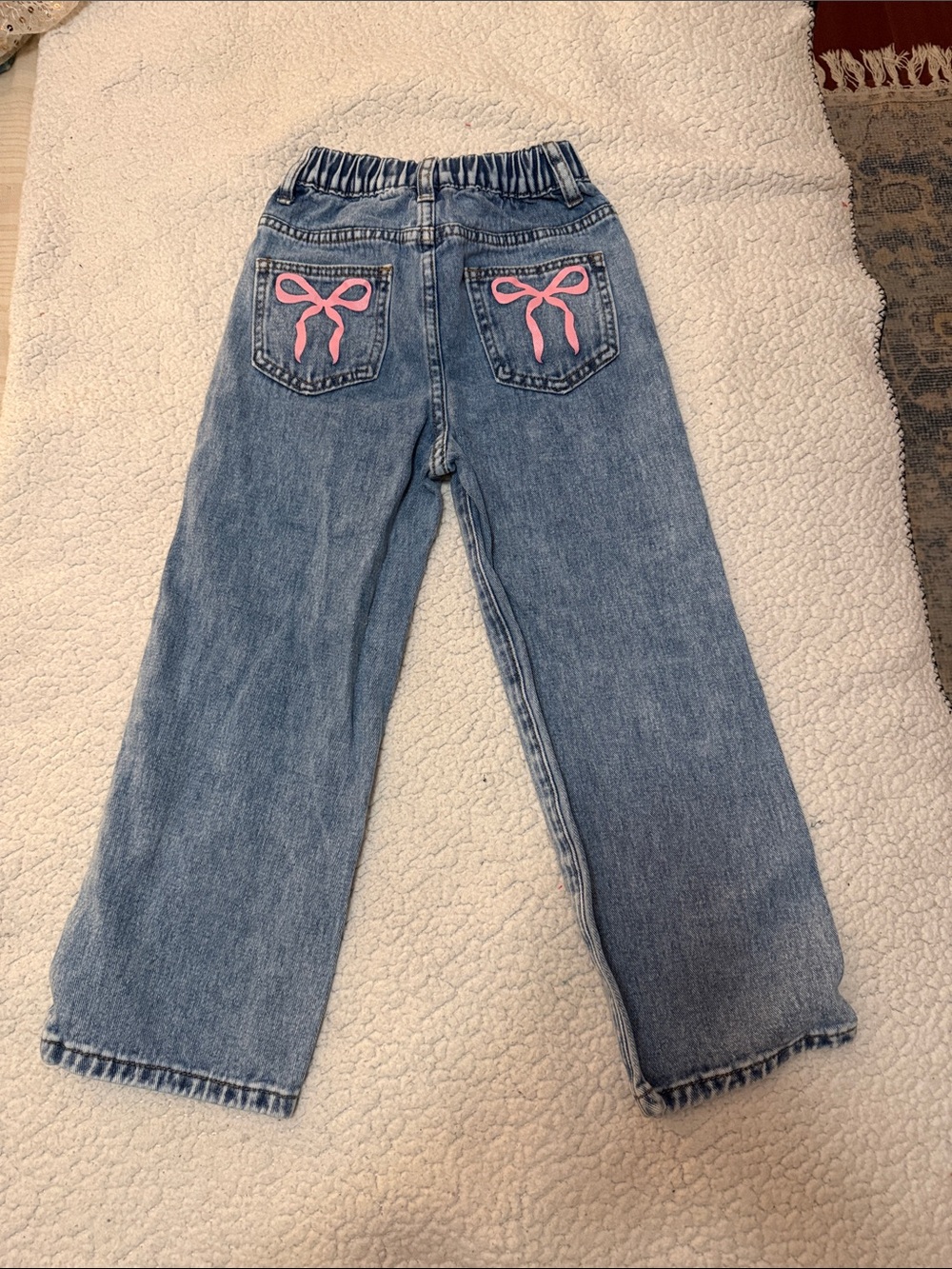 Amazon Girls Light Blue Denim Jeans with Pink Bow Pockets